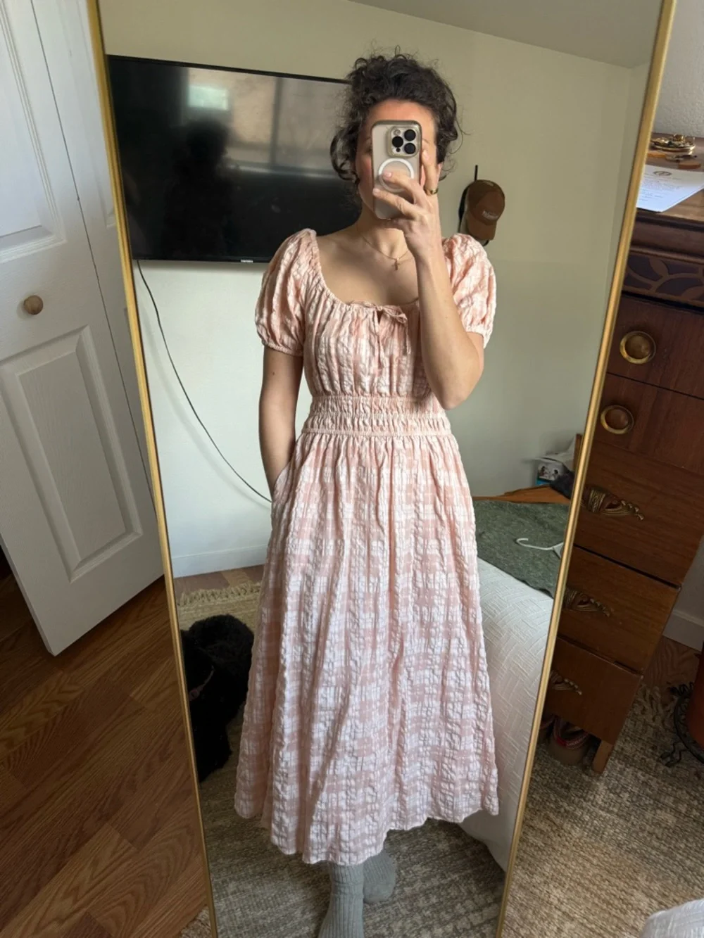 Madewell Sophia Midi Dress in Seersucker Check - Picture 3 of 10